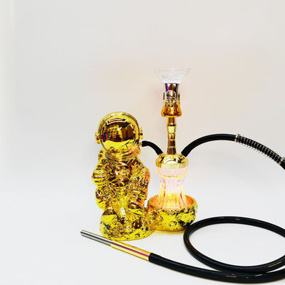 Harz 38CM Wasserpfeife Design Gold Weiß Aluminium 1 Schlauch Shisha mit LED-Licht