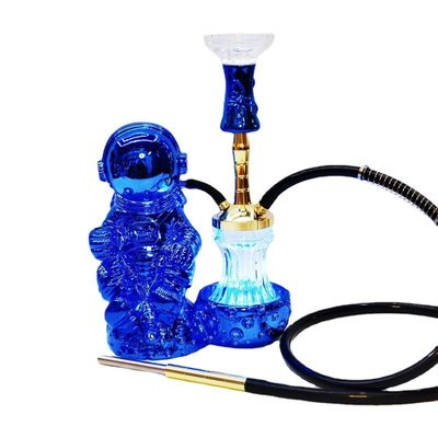 Harz 38CM Wasserpfeife Design Gold Weiß Aluminium 1 Schlauch Shisha mit LED-Licht