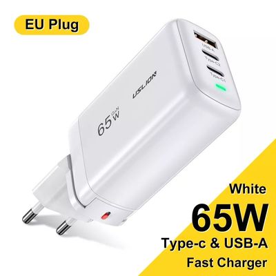 65 Watt USB Typ C GAN Wandladegerät EU Stecker zum schnellen Aufladen von Laptops und Handys
