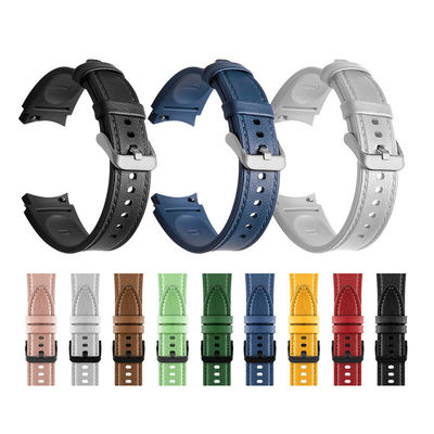 20mm Gummi-Leder-Uhrband Kompatibel mit Samsung Watch Series Retro Ersatz
