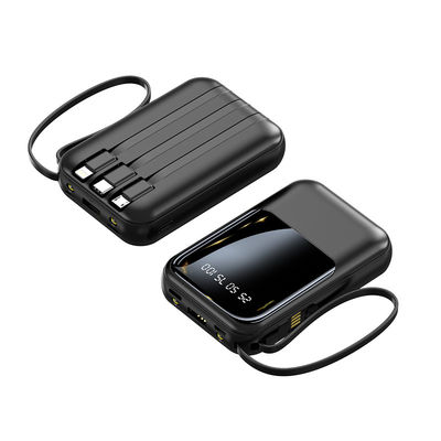 Steckdose Standard 10000mAh Mini Power Bank LED-Display-Ladegerät mit 4 Kabeln