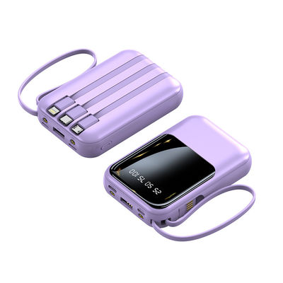 Steckdose Standard 10000mAh Mini Power Bank LED-Display-Ladegerät mit 4 Kabeln