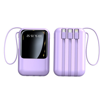 Steckdose Standard 10000mAh Mini Power Bank LED-Display-Ladegerät mit 4 Kabeln