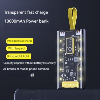 TYPE-C Eingangsschnittstelle Stromversorgung Transparent 10000mAh mobile Stromversorgung für iPhone 15 14