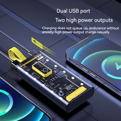 TYPE-C Eingangsschnittstelle Stromversorgung Transparent 10000mAh mobile Stromversorgung für iPhone 15 14