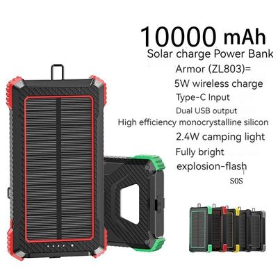 Wireless Output 5W Solar Power Bank 2.1A Ausgang 10000mAh für iPhone 15 Außenladung