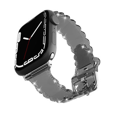 Populärer Luxus-Stil für Apple Watch 45mm Clear Glitter Lace Diamond Ersatzband