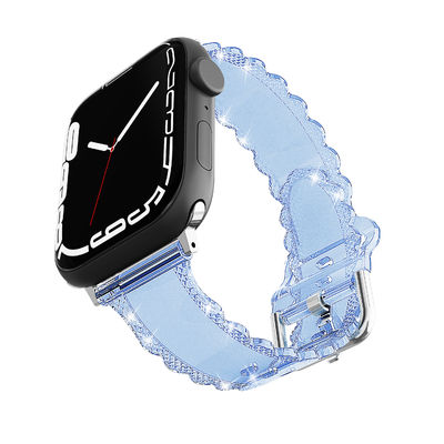 Populärer Luxus-Stil für Apple Watch 45mm Clear Glitter Lace Diamond Ersatzband