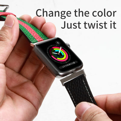 OEM ODM Doppelseitiges Band Lederuhrband für Apple Watch Band 38 40 41 42 44 45mm Band