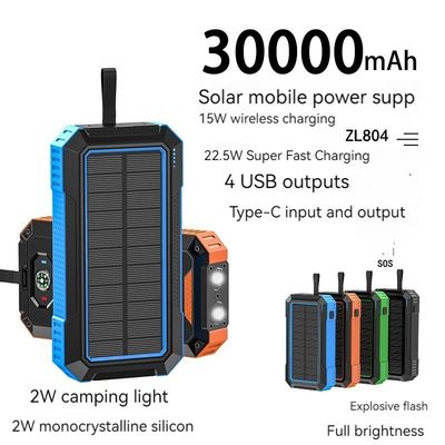 Wireless Charging Outdoor Power Bank 30000mAh mit 22,5W Solarpanel und hoher Kapazität