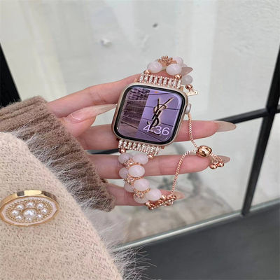Schmuck Armband Perlen Frauen Uhrenband für iWatch 8 Serie 38mm 40mm Smart Watch Band